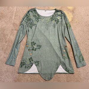 Green Floral Women's Blouse